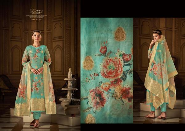 Belliza Amrut Pure Organza Jaquard Digital Print Embroidery Salwar Kameez 